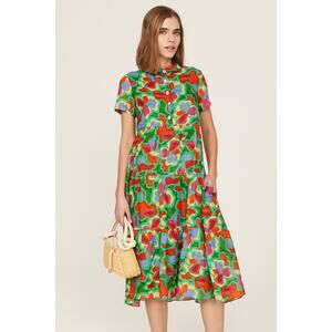 AMANDA UPRICHARD Women's Green Floral Collared Shirt Pierre Midi Dress Size XL